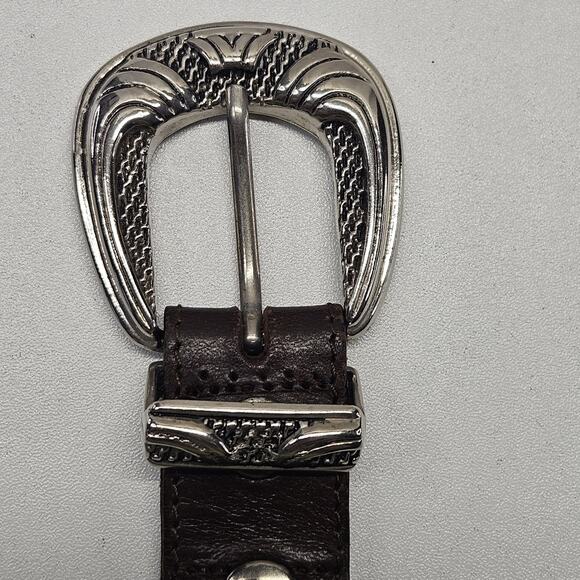 Vintage Roccobarocco Brown Leather Belt Embellished Western Cowboy Belt Small main image 7